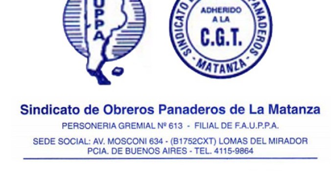 Sindicato de Obreros Panaderos Matanza: convocatoria Asamblea Ordrinaria