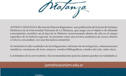 Llegó “Antigua Matanza”, la primera revista digital académica de historia regional