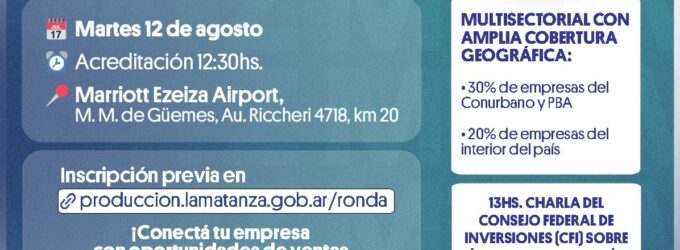 La Matanza apuesta a fortalecer el desarrollo económico de industrias y PyMEs con una nueva Ronda de Negocios nacional