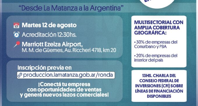 La Matanza apuesta a fortalecer el desarrollo económico de industrias y PyMEs con una nueva Ronda de Negocios nacional
